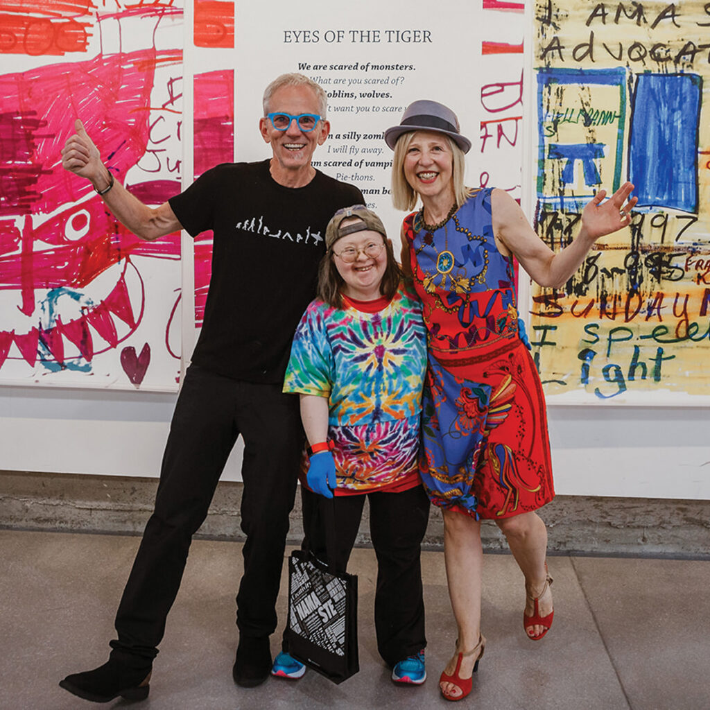 photo of Teresa, Franke and Bill from Teresa's art show, Born to Represent.