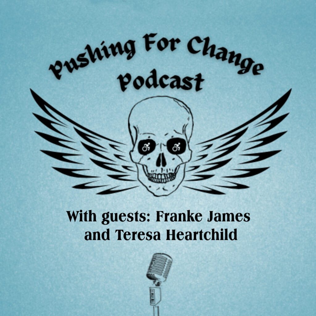 Pushing for Change skull and wing logo designed by Kevin Brown for the podcast Cruisin' Cripples