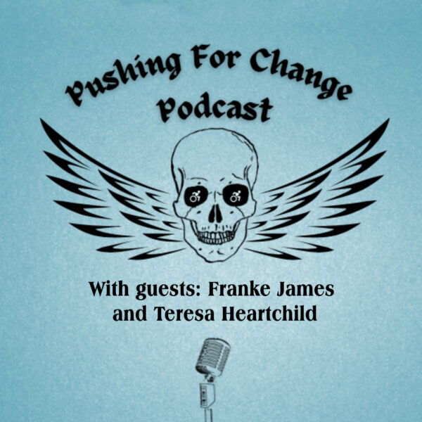 Pushing for Change skull and wing logo designed by Kevin Brown for the podcast Cruisin' Cripples